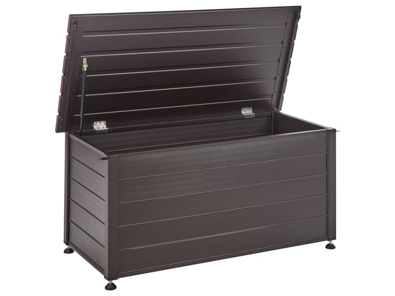 Garden Storage Box Dark Brown Aluminium 123x60 cm Garden Furniture Storage Beliani