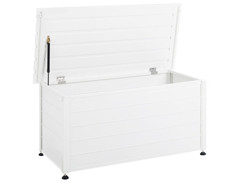 Garden Storage Box White Aluminium 123x60 cm Garden Furniture Storage Beliani