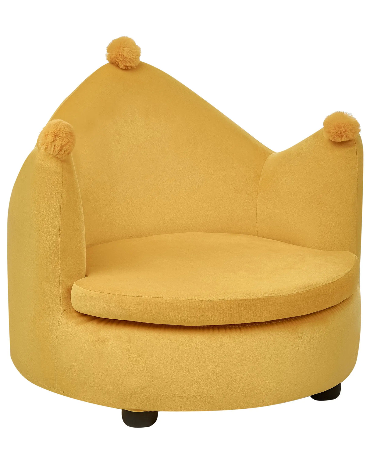 Chair Yellow Velvet Upholstery with Armrests Nursery Furniture Seat for Children Modern Design Crown Shape Beliani