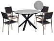 Garden Dining Set Grey and Black Aluminium Stainless Steel Ceramic Glass Table Top 4 Seater Outdoor Furniture Modern Beliani