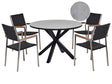 Garden Dining Set Grey and Black Aluminium Table Ceramic Glass Table Top PE Rattan Chairs Stainless Steel Frame 4 Seater Outdoor Furniture Modern Beliani