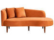 Chaise Lounge Orange Velvet Polyester Upholstery Left Hand Dark Wood Legs Extra Throw Pillows Modern Design Living Room Furniture Beliani