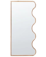 Wall Mirror Light Brown Paulownia Frame Glass 150 x 69 cm Irregular Decorative Wall Mounted Accent Piece Modern Style Beliani