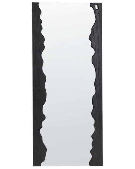 Wall Mirror Black Paulownia Wood Frame Glass 175 x 75 cm Irregular Decorative Wall Mounted Accent Piece Modern Style Beliani