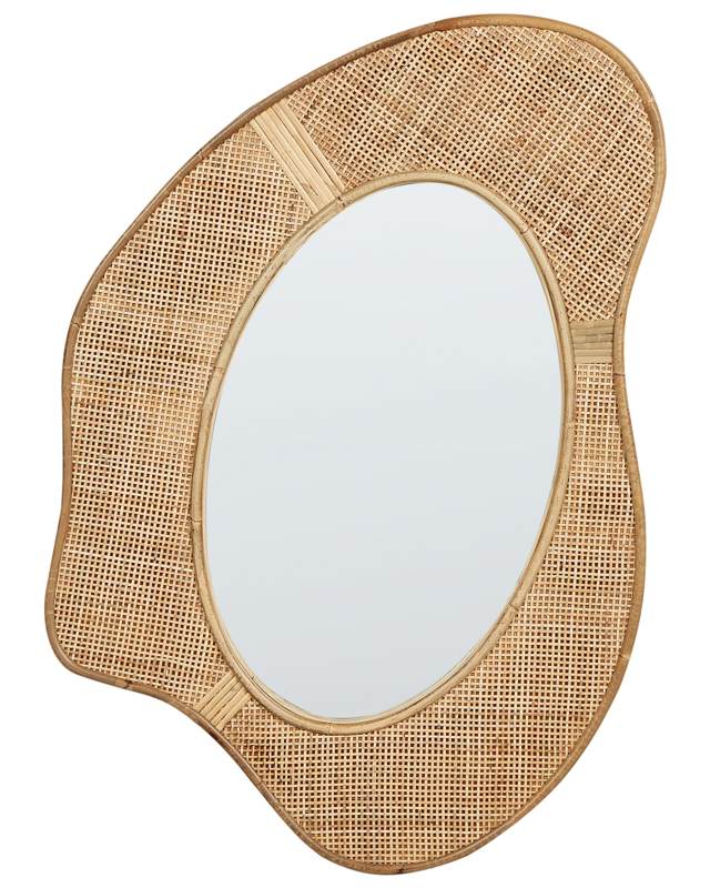 Wall Mirror Rattan Frame 77 x 57 cm Wall Mounted Accent Piece with Mirror Beliani