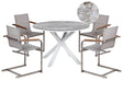 Garden Dining Set White and Grey Aluminium Stainless Steel Ceramic Glass Table Top with Marble Effect 4 Seater Outdoor Furniture Modern Beliani