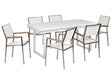 Garden Dining Set White Aluminium Stainless Steel 6 Seater Outdoor Furniture Modern Beliani
