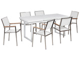 Garden Dining Set White Aluminium Stainless Steel 6 Seater Outdoor Furniture Modern Beliani