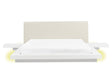 Japan LED Bed Frame White EU King Size 5ft3 Wood Veneer MDF Faux Leather Headboard Low Profile Bedroom Beliani