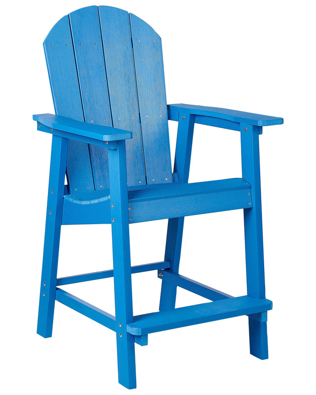 Garden Bar Chair Blue Plastic Wood Weather Resistant Modern Style Beliani