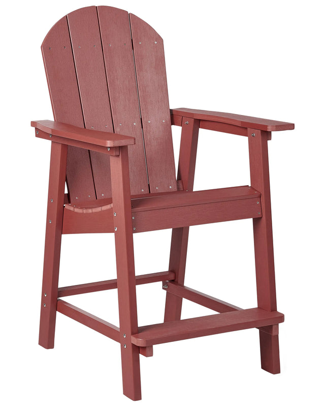 Garden Bar Chair Red Plastic Wood Weather Resistant Modern Style Beliani