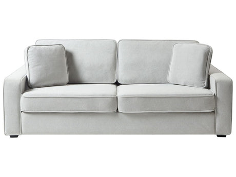 3 Seater Sofa Light Grey Track Arms Throw Pillows Beliani