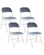 Set of 4 Folding Chairs Dark Grey Metal White Frame Padded Fabric Seat and Backrest Fold Out Seats Beliani