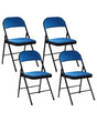 Set of 4 Folding Chairs Blue Metal Black Frame Padded Fabric Seat and Backrest Fold Out Seats Beliani