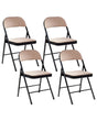 Set of 4 Folding Chairs Beige Metal Black Frame Padded Fabric Seat and Backrest Fold Out Seats Beliani