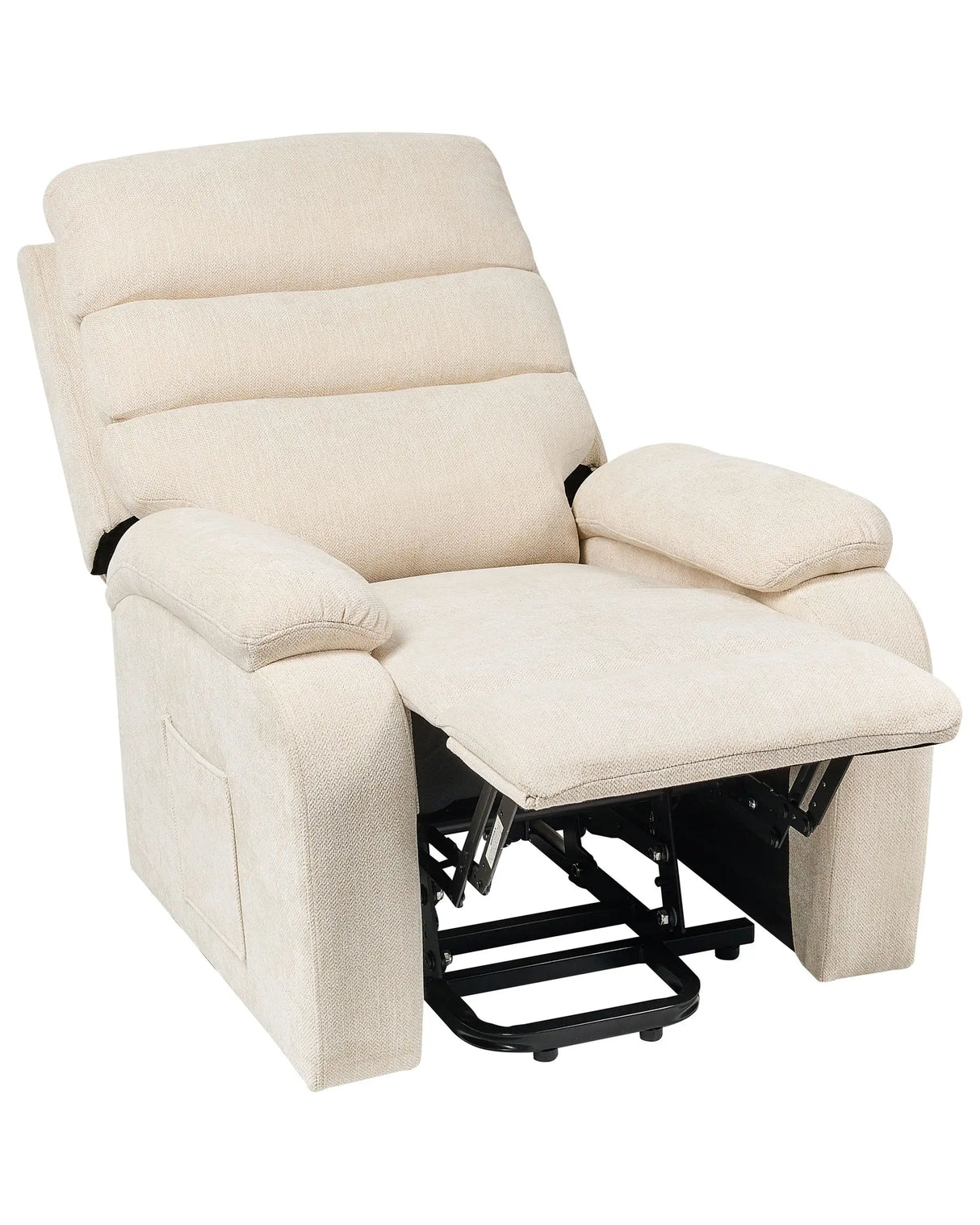 Electric Recliner Armchair Light Beige Polyester Upholstered Single Seat with Footrest Lift Function Modern Design Relax Beliani