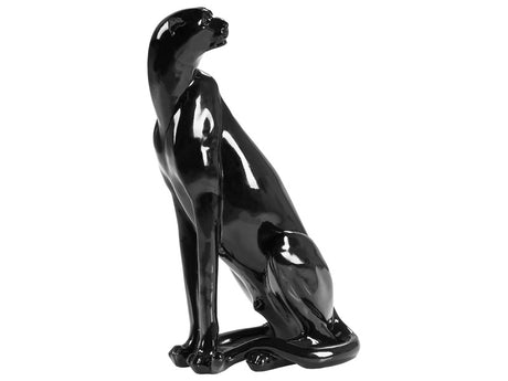 Decorative Figurine Black Polyresin 34 cm Accent Piece Jaguar Decoration Living Room Beliani