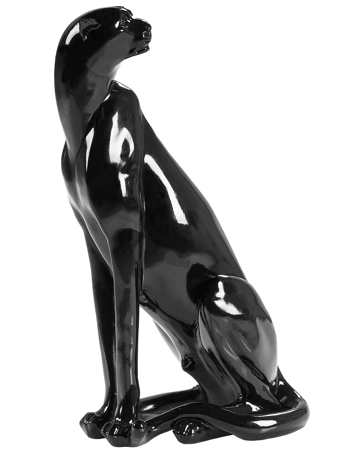 Decorative Figurine Black Polyresin 34 cm Accent Piece Jaguar Decoration Living Room Beliani