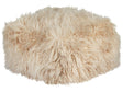 Pouffe Beige EPS Beads Filling Faux Fur Solid Pattern Square Boho Modern Fabric Footstool Beliani