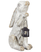Decorative Figurine White MgO 37 cm Accent Piece Easter Bunny Indoor Outdoor Decoration Living Room Beliani