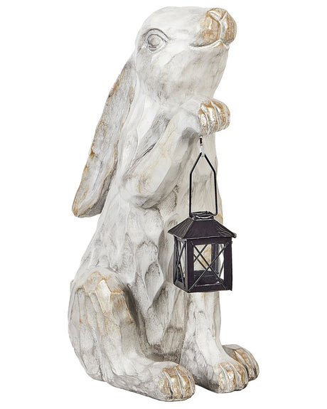 Decorative Figurine White MgO 37 cm Accent Piece Easter Bunny Indoor Outdoor Decoration Living Room Beliani