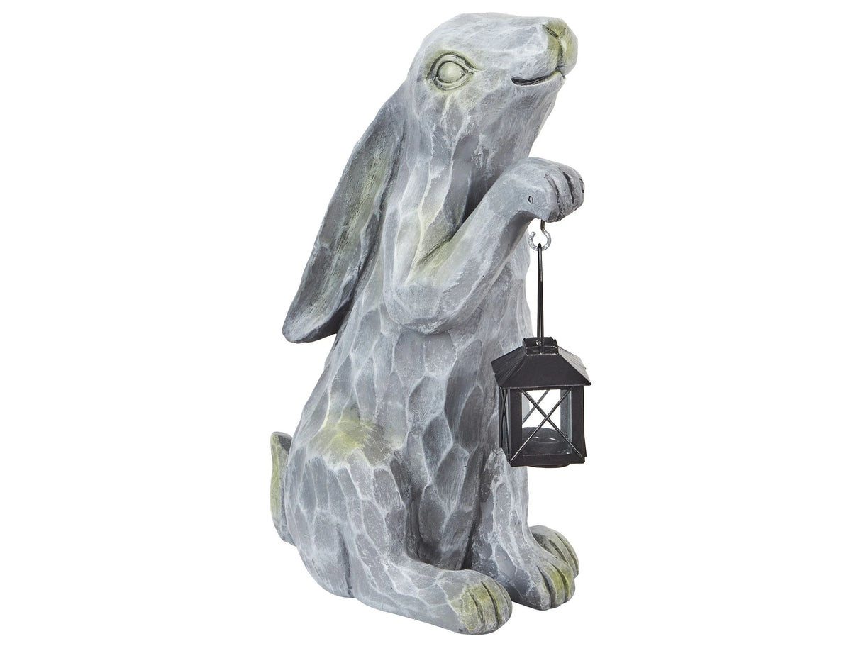 Decorative Figurine Grey MgO 37 cm Accent Piece Easter Bunny Indoor Outdoor Decoration Living Room Beliani