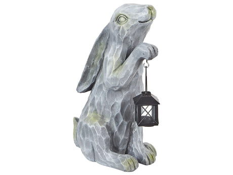 Decorative Figurine Grey MgO 37 cm Accent Piece Easter Bunny Indoor Outdoor Decoration Living Room Beliani