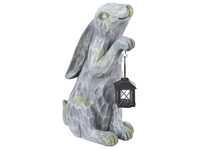 Decorative Figurine Grey MgO 37 cm Accent Piece Easter Bunny Indoor Outdoor Decoration Living Room Beliani