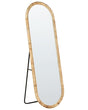 Standing Mirror Natural Rattan 150x50 cm Stylish Oval Boho Style Lining Room Bedroom Home Accessories Beliani