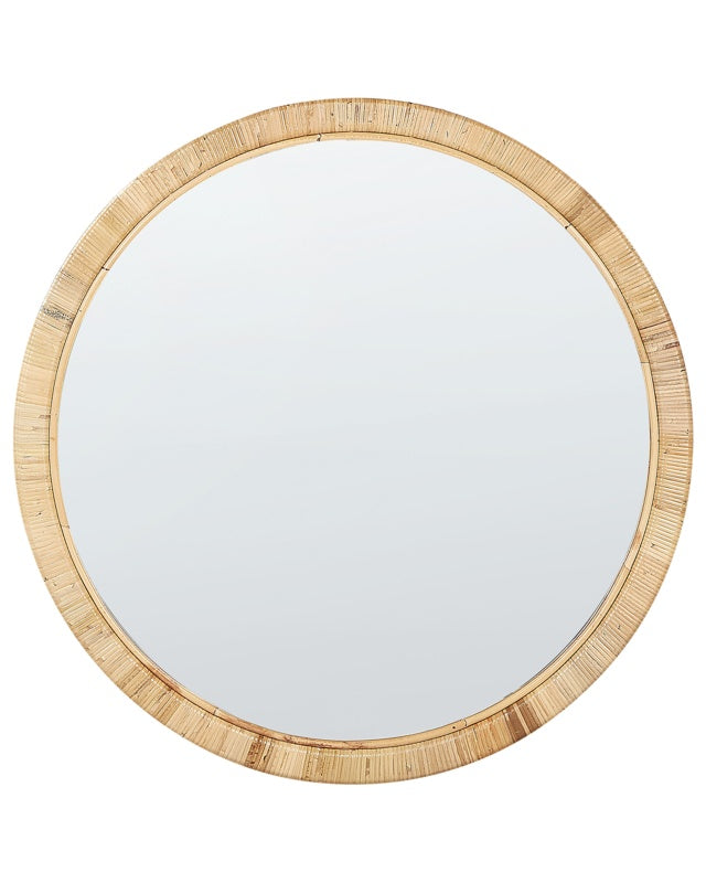 Wall Mirror Natural Rattan 80x80 cm Round Living Room Bedroom Home Accessories Handmade Beliani