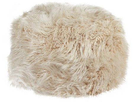 Pouffe Light Beige EPS Beads Filling Faux Fur Solid Pattern Square Boho Modern Fabric Footstool Beliani