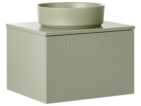 Wall Mounted Bathroom Cabinet with Basin Green MDF Body 60 x 52 cm Fluted Front with Countertop Basin Beliani