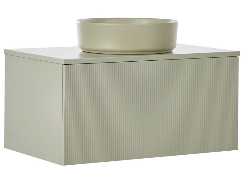 Wall Mounted Bathroom Cabinet with Basin Green MDF Body 60 x 52 cm Fluted Front with Countertop Basin Beliani