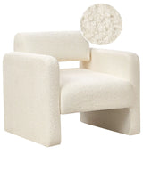 Armchair Off-White Boucle Seat Armelss Retro Style Beliani
