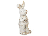 Decorative Figurine White MgO 36 cm Accent Piece Bunny Indoor Outdoor Decoration Living Room Beliani