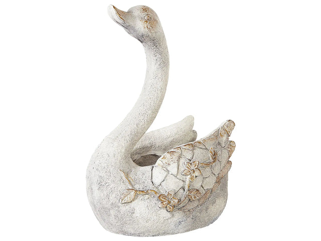 Decorative Figurine White MgO 40 cm Accent Piece Swan Indoor Outdoor Decoration Living Room Beliani
