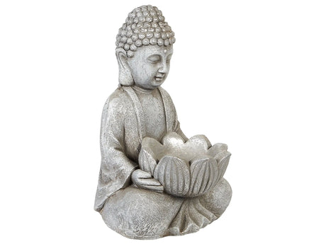Decorative Figurine Grey MgO 44 cm Accent Piece Budda Indoor Outdoor Decoration Living Room Beliani