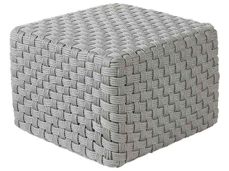 Garden Pouffe Grey Synthetic Material 50 x 50 cm Outdoor Ottoman Handwoven Boho Style Beliani