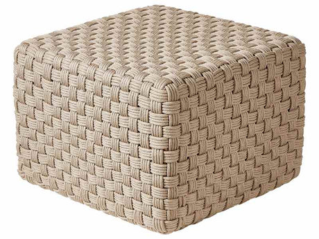 Garden Pouffe Taupe Synthetic Material 50 x 50 cm Outdoor Ottoman Handwoven Boho Style Beliani