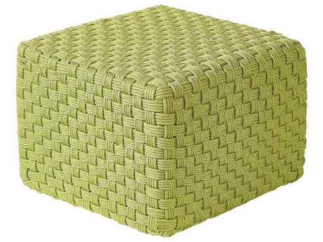 Garden Pouffe Green Synthetic Material 50 x 50 cm Outdoor Ottoman Handwoven Boho Style Beliani