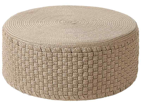 Garden Pouffe Beige Synthetic Material  ⌀ 70 cm Outdoor Ottoman Handwoven Boho Style Beliani