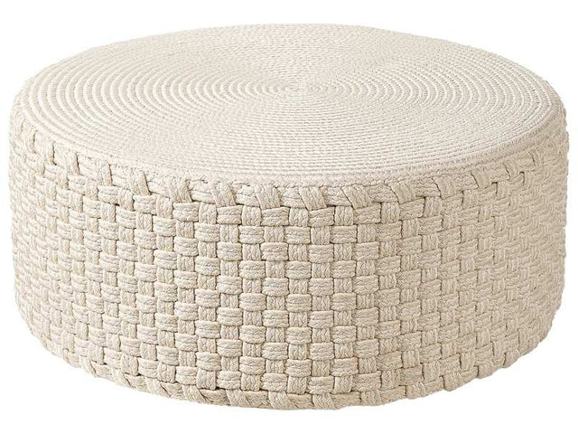 Garden Pouffe Light Beige Synthetic Material  ⌀ 70 cm Outdoor Ottoman Handwoven Boho Style Beliani