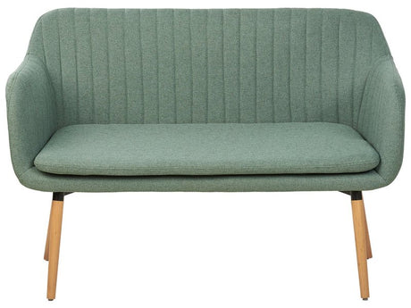 Kitchen Sofa Green Fabric Upholstery 2-Seater Metal Frame Light Wood Legs Bench Beliani