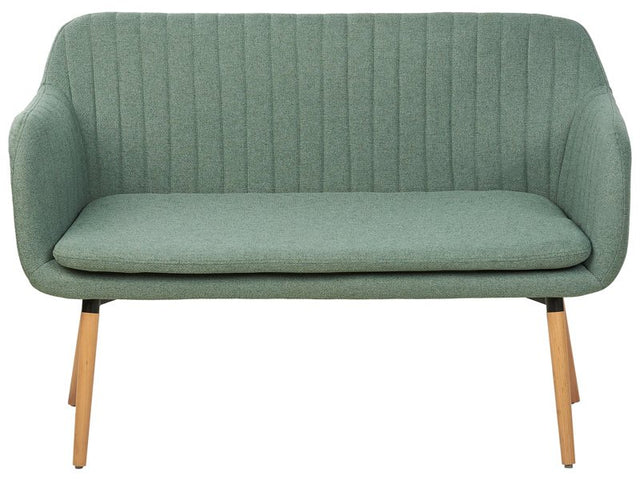 Kitchen Sofa Green Fabric Upholstery 2-Seater Metal Frame Light Wood Legs Bench Beliani