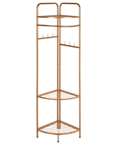 Clothes Rack Gold Steel Metal 160 cm Freestanding Germant Rail Stand with Shelves Glam Industrial Beliani