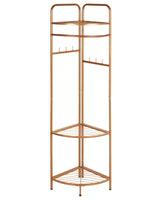 Clothes Rack Gold Steel Metal 160 cm Freestanding Germant Rail Stand with Shelves Glam Industrial Beliani