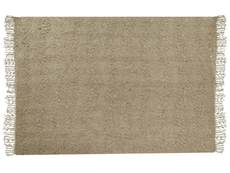 Blanket Taupe Cotton and Acrylic 150 x 200 cm Woven Bed Throw with Tassels Bed Spread Cover Beliani