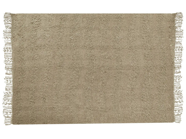 Blanket Taupe Cotton and Acrylic 150 x 200 cm Woven Bed Throw with Tassels Bed Spread Cover Beliani