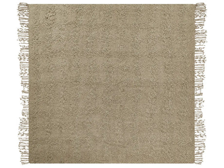 Blanket Taupe Cotton and Acrylic 220 x 240 cm Woven Bed Throw with Tassels Bed Spread Cover Beliani