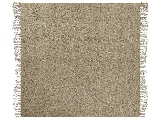 Blanket Taupe Cotton and Acrylic 220 x 240 cm Woven Bed Throw with Tassels Bed Spread Cover Beliani
